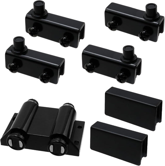 Stainless Steel Glass Door Pivot Hinge Set with Double Head Magnetic Catch Closures for 5-6mm Glass Door