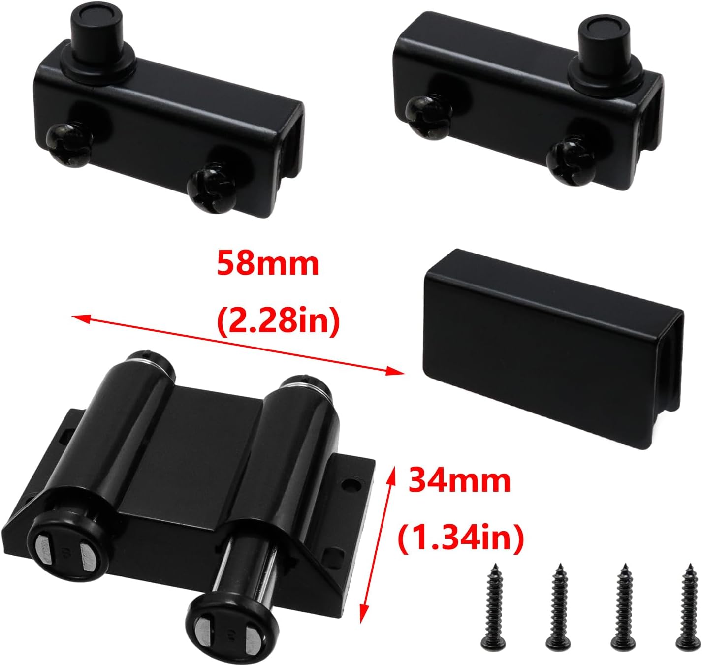 Stainless Steel Glass Door Pivot Hinge Set with Double Head Magnetic Catch Closures for 5-6mm Glass Door