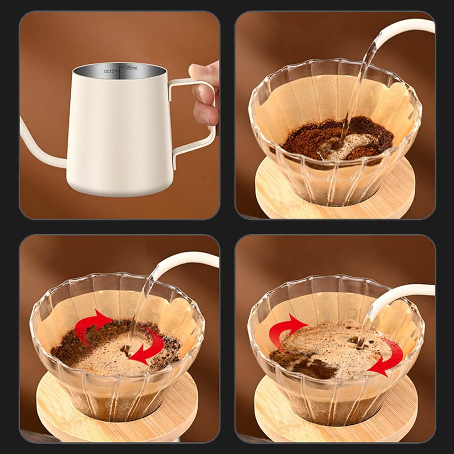 Stainless Steel Gooseneck Kettle for Pour Over Coffee and Tea Brewing
