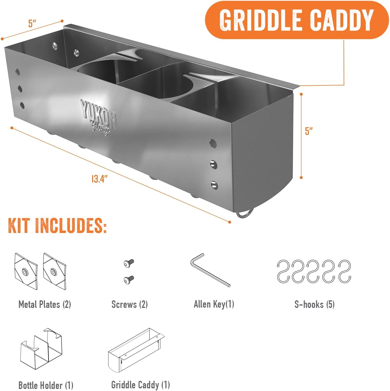 Stainless Steel Griddle Organizer for Blackstone 28”-36” Griddle - Yukon Glory™ BBQ Accessories Caddy, Space-Saving Storage Solution