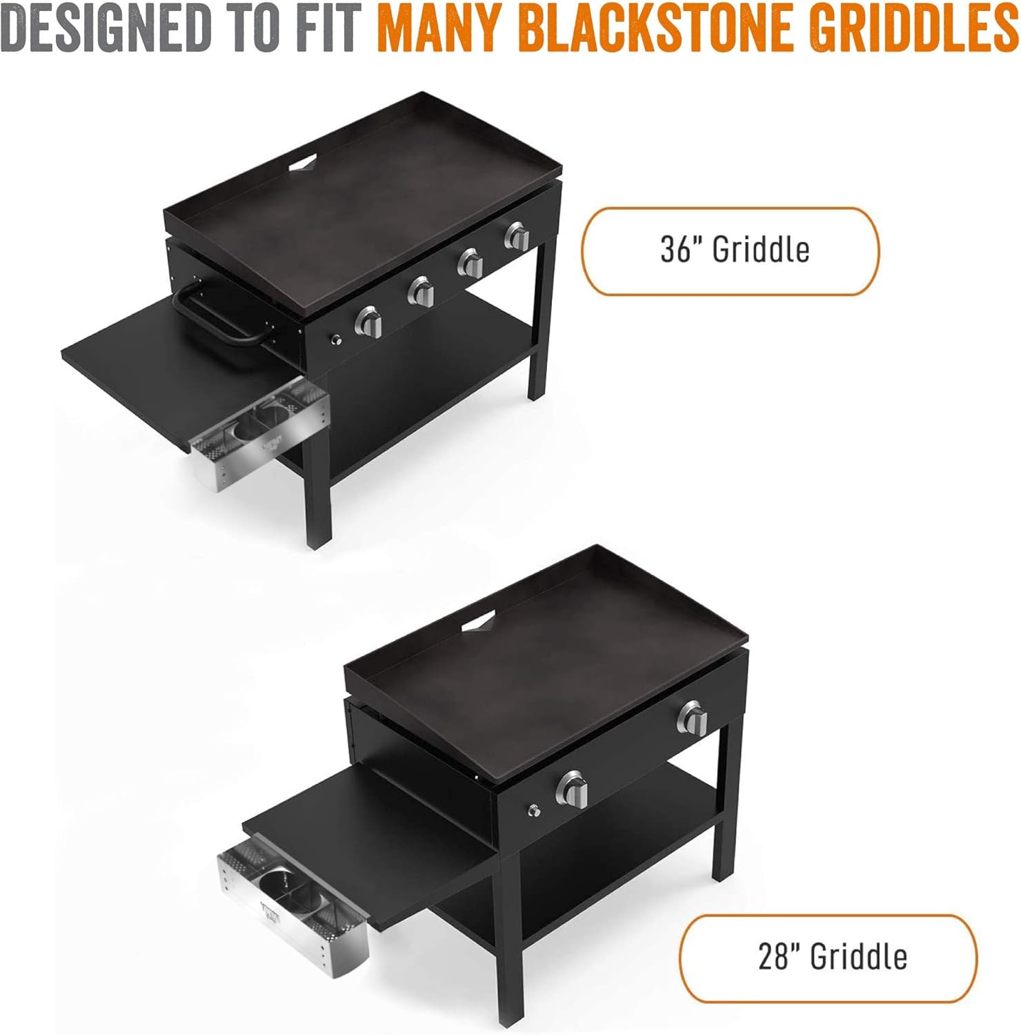 Stainless Steel Griddle Organizer for Blackstone 28”-36” Griddle - Yukon Glory™ BBQ Accessories Caddy, Space-Saving Storage Solution