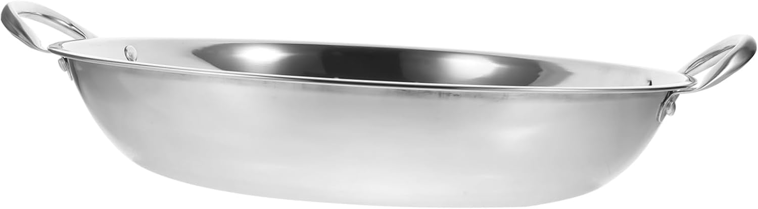 Stainless Steel Griddle Wok Pan Set for Induction Cooking - Soup, Fryer, Curry Bowls, Hot Pot, Roasting, Skillet, Oven Safe - Silver