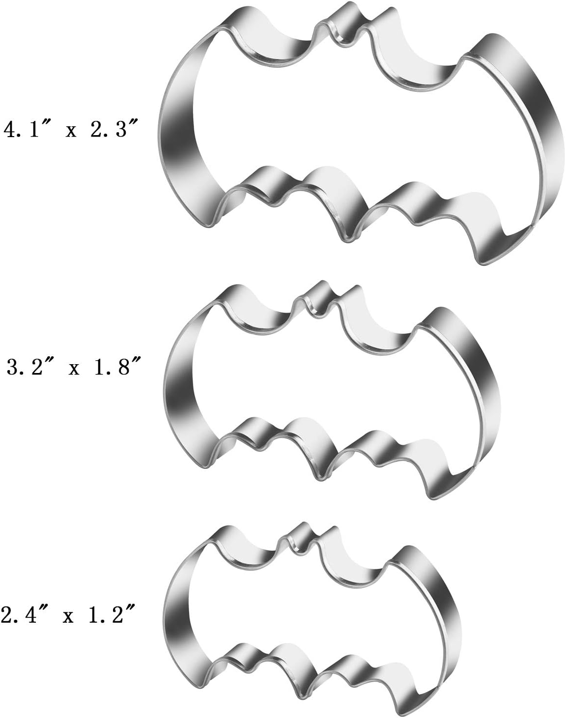 Stainless Steel Halloween Bat Cookie Cutter Set - 3 Piece Biscuit Cutters by KSPOWWIN