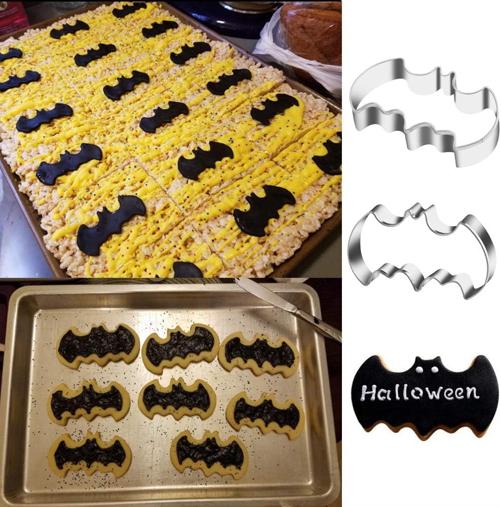 Stainless Steel Halloween Bat Cookie Cutter Set - 3 Piece Biscuit Cutters by KSPOWWIN