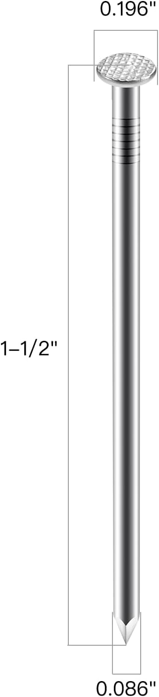 Stainless Steel Hardware Nails 1-1/2 inch, 300pcs - 1 lb Pack for Hanging Pictures, Small Wall & Wood Nails