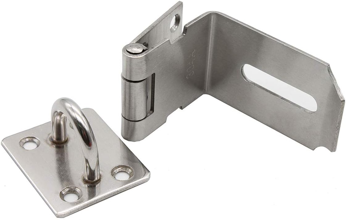 Stainless Steel Heavy Duty 90 Degree Door Hasp Latch for Push/Sliding/Barn Door Security