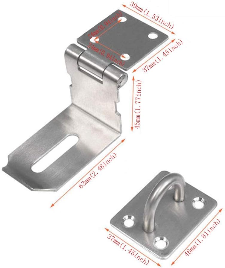 Stainless Steel Heavy Duty 90 Degree Door Hasp Latch for Push/Sliding/Barn Door Security