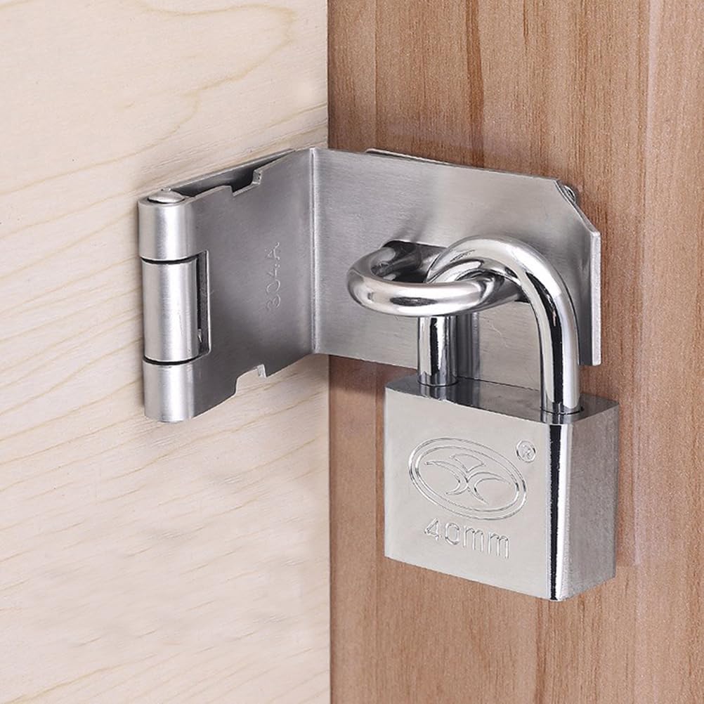 Stainless Steel Heavy Duty 90 Degree Door Hasp Latch for Push/Sliding/Barn Door Security