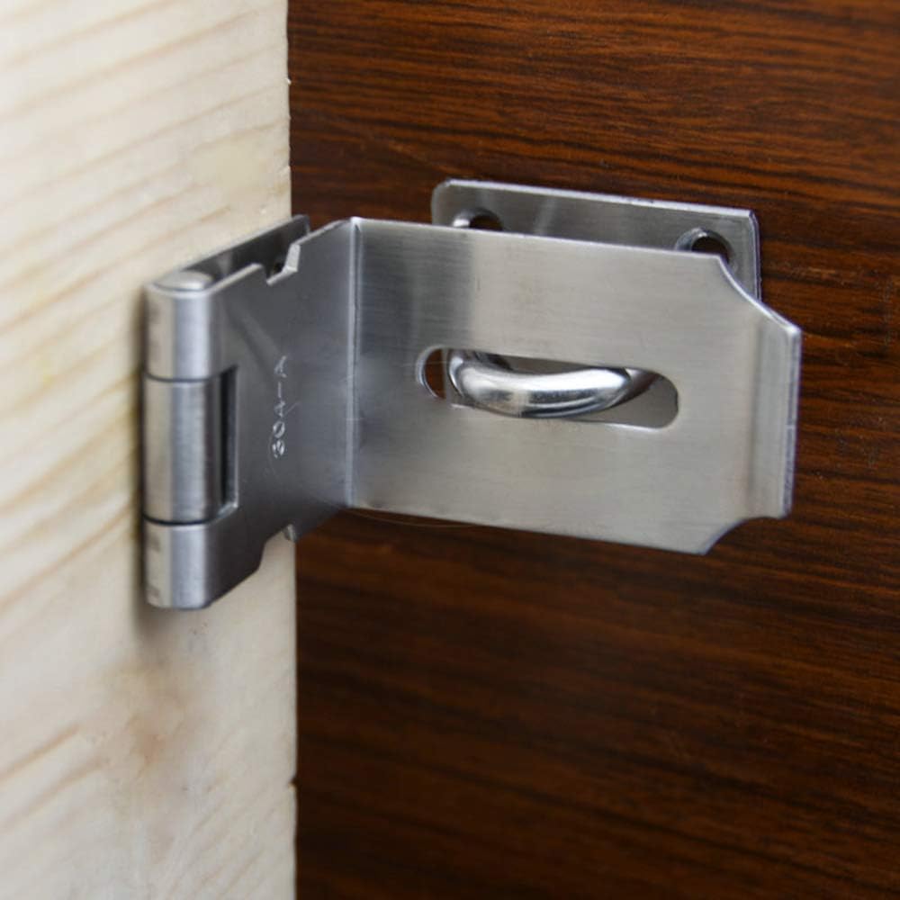Stainless Steel Heavy Duty 90 Degree Door Hasp Latch for Push/Sliding/Barn Door Security