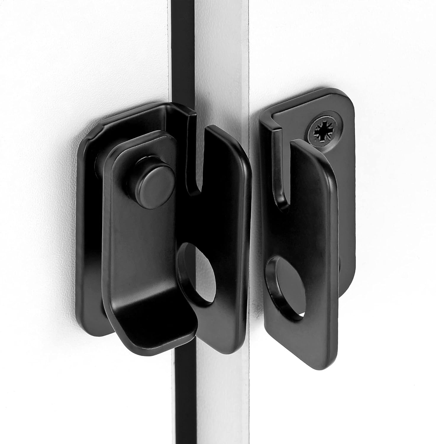 Stainless Steel Heavy Duty Flip Latch Set for Barn Gates, Doors, and Cabinets - 2 Pack, Black, 1.81" x 1.77