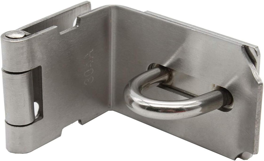 Stainless Steel Heavy Duty Padlock Hasp for Push/Sliding/Barn Door - 90 Degree Safety Angle Locking Latch by WANLIAN dingchi - WildKart