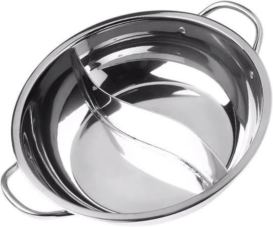 Stainless Steel Hot Pot Frying Pan with Dual-Sided Cookware and Steamer - Electric Pressure Cooker for Kitchen Gadget