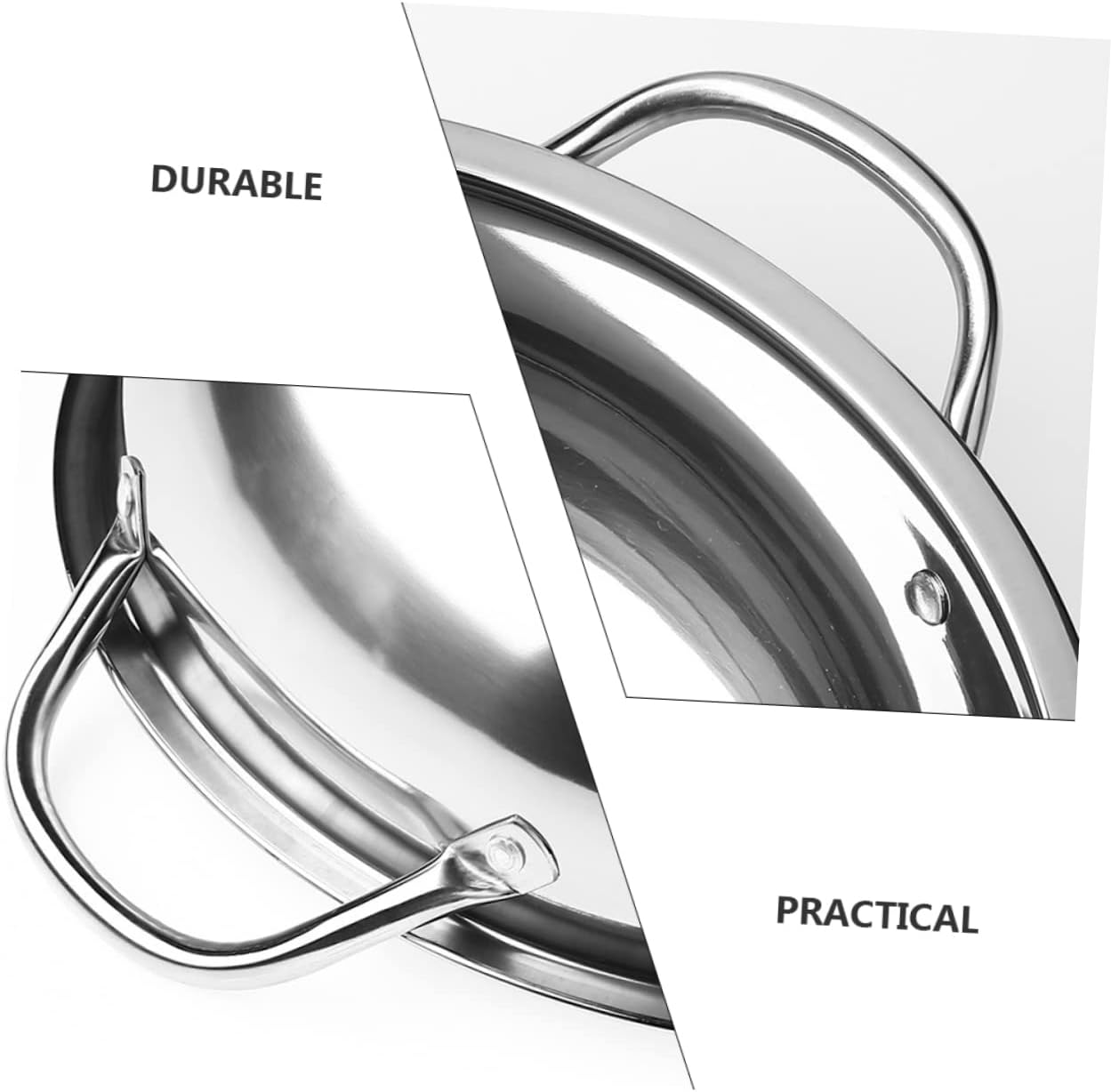 Stainless Steel Hot Pot Frying Pan with Dual-Sided Cookware and Steamer - Electric Pressure Cooker for Kitchen Gadget