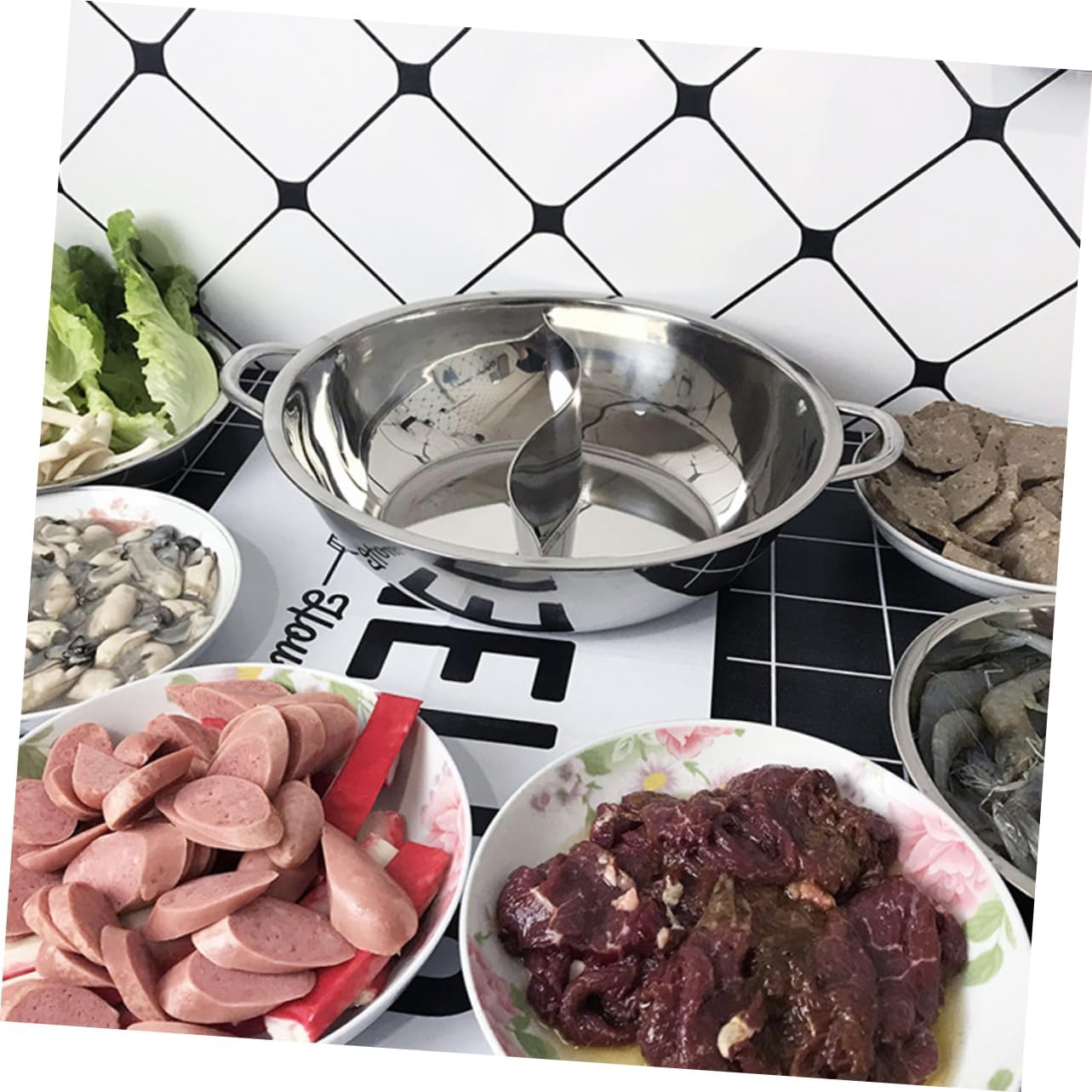 Stainless Steel Hot Pot Frying Pan with Dual-Sided Cookware and Steamer - Electric Pressure Cooker for Kitchen Gadget