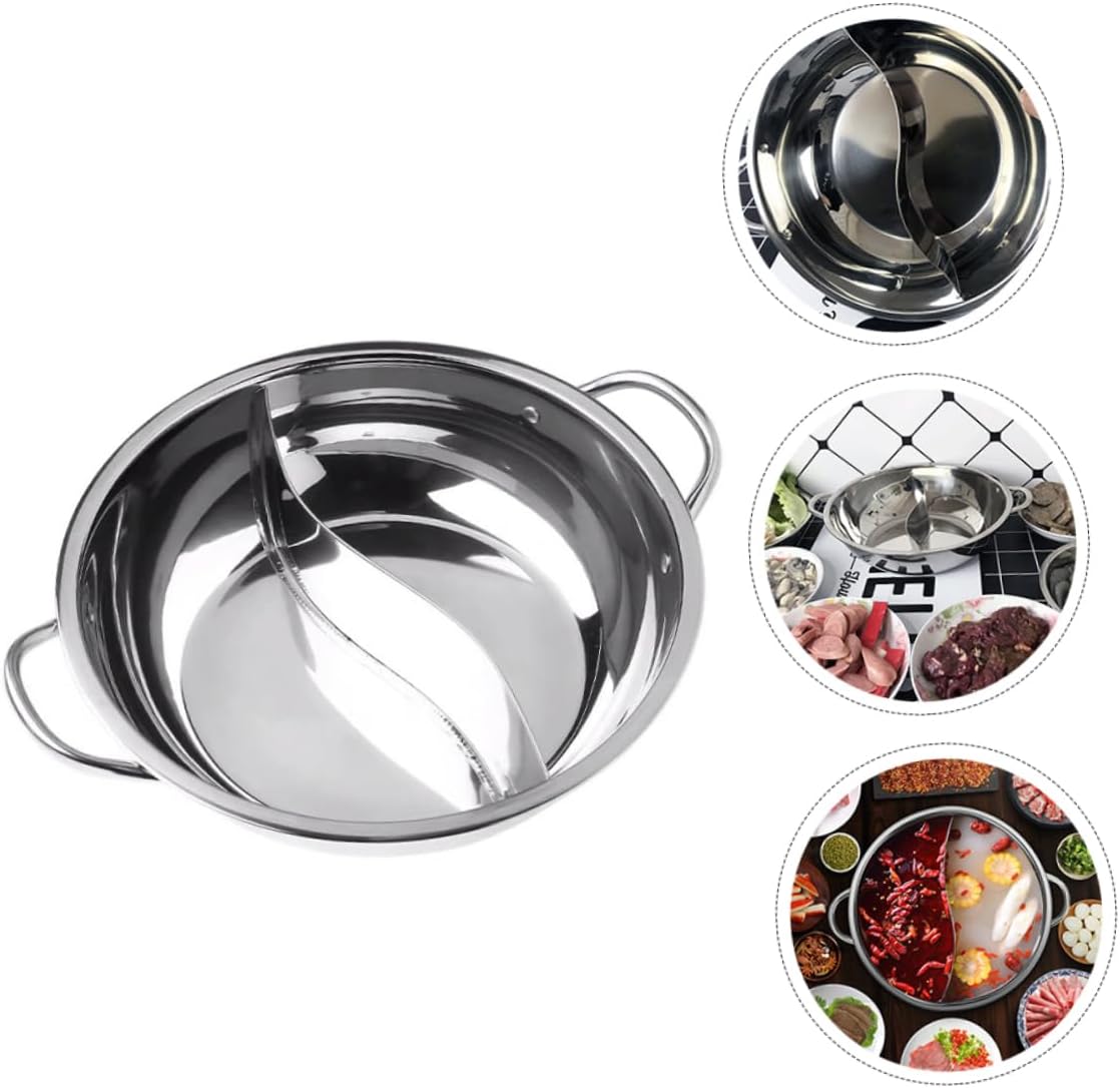 Stainless Steel Hot Pot Frying Pan with Dual-Sided Cookware and Steamer - Electric Pressure Cooker for Kitchen Gadget