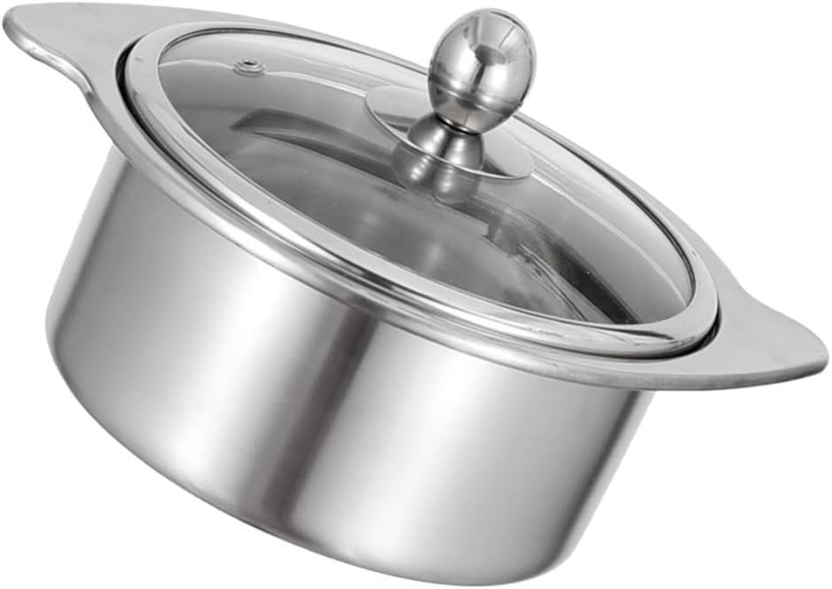 Stainless Steel Hot Pot with Divider, Two-Flavor Soup Pot Shabu Shabu Pot 16cm, Induction Cookware