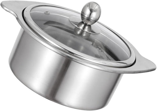 Stainless Steel Hot Pot with Divider, Two-Flavor Soup Pot Shabu Shabu Pot 16cm, Induction Cookware