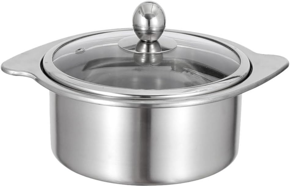 Stainless Steel Hot Pot with Divider, Two-Flavor Soup Pot Shabu Shabu Pot 16cm, Induction Cookware