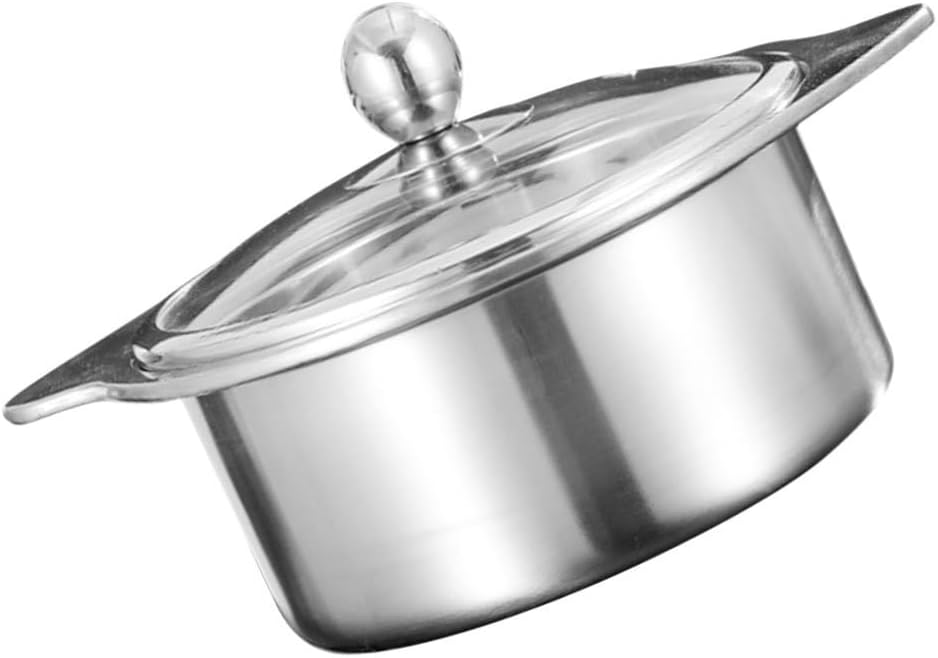 Stainless Steel Hot Pot with Divider, Two-Flavor Soup Pot Shabu Shabu Pot 16cm, Induction Cookware