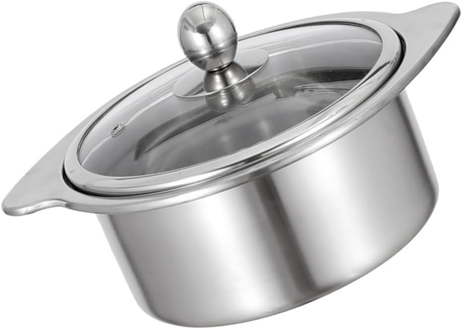 Stainless Steel Hot Pot with Divider, Two-Flavor Soup Pot Shabu Shabu Pot 16cm, Induction Cookware