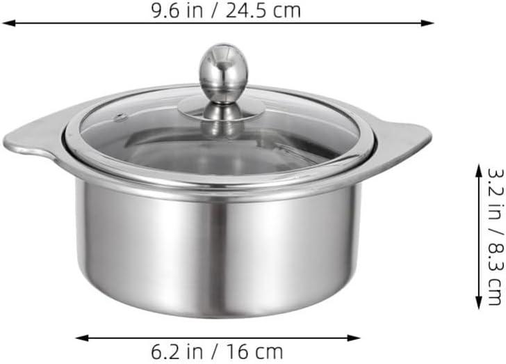 Stainless Steel Hot Pot with Divider, Two-Flavor Soup Pot Shabu Shabu Pot 16cm, Induction Cookware