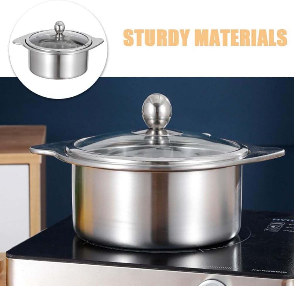 Stainless Steel Hot Pot with Divider, Two-Flavor Soup Pot Shabu Shabu Pot 16cm, Induction Cookware