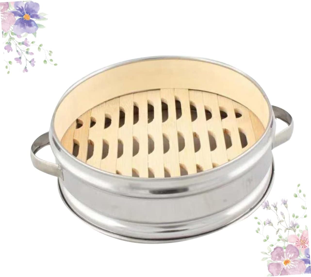 Stainless Steel Kitchen Steamer with Fish Steamer Pan, Wrapped Pot, and Vegetable Basket Insert - Wooden Khaki Insets for Healthy Cooking