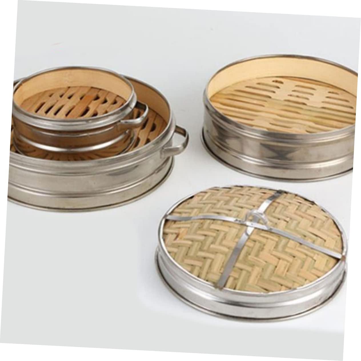 Stainless Steel Kitchen Steamer with Fish Steamer Pan, Wrapped Pot, and Vegetable Basket Insert - Wooden Khaki Insets for Healthy Cooking