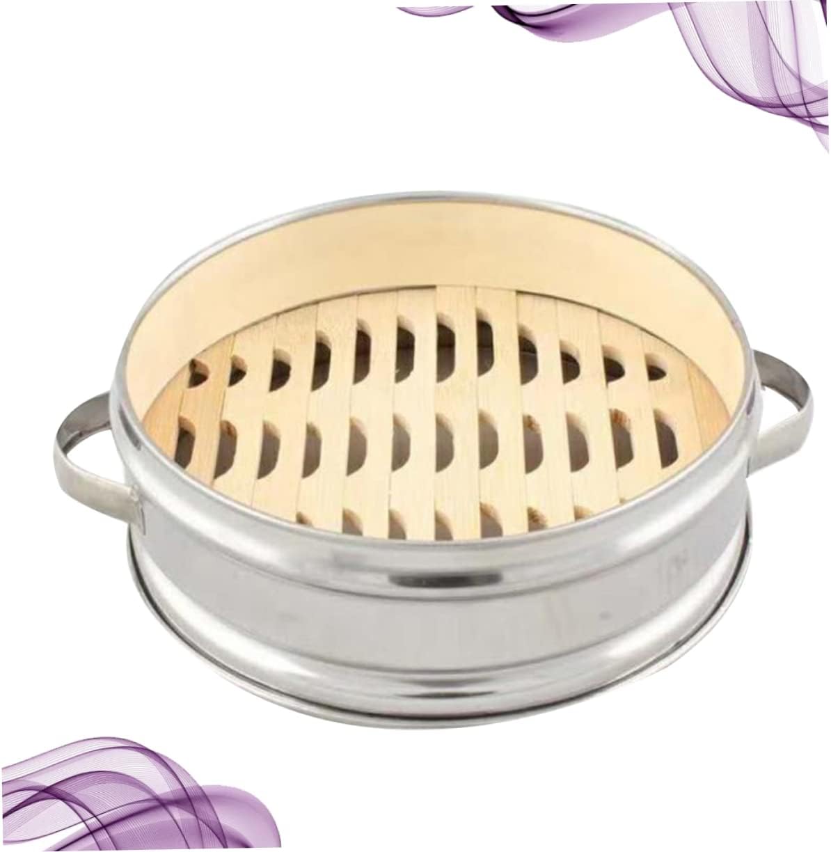 Stainless Steel Kitchen Steamer with Fish Steamer Pan, Wrapped Pot, and Vegetable Basket Insert - Wooden Khaki Insets for Healthy Cooking