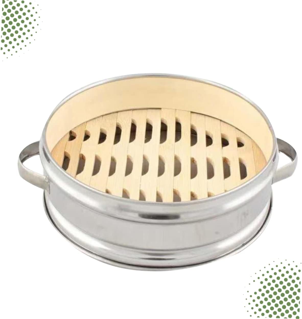 Stainless Steel Kitchen Steamer with Fish Steamer Pan, Wrapped Pot, and Vegetable Basket Insert - Wooden Khaki Insets for Healthy Cooking