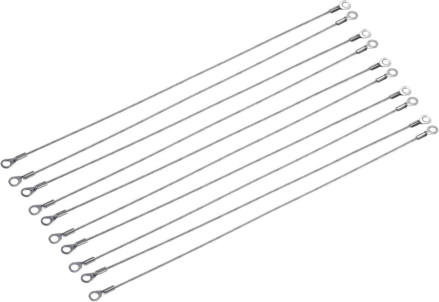 Stainless Steel Lanyard Cables 10 Pack - Ideal for Doors, Curtains, Lamps - Eyelets Ended Security Wire Rope (Silver, 2mmx30cm)