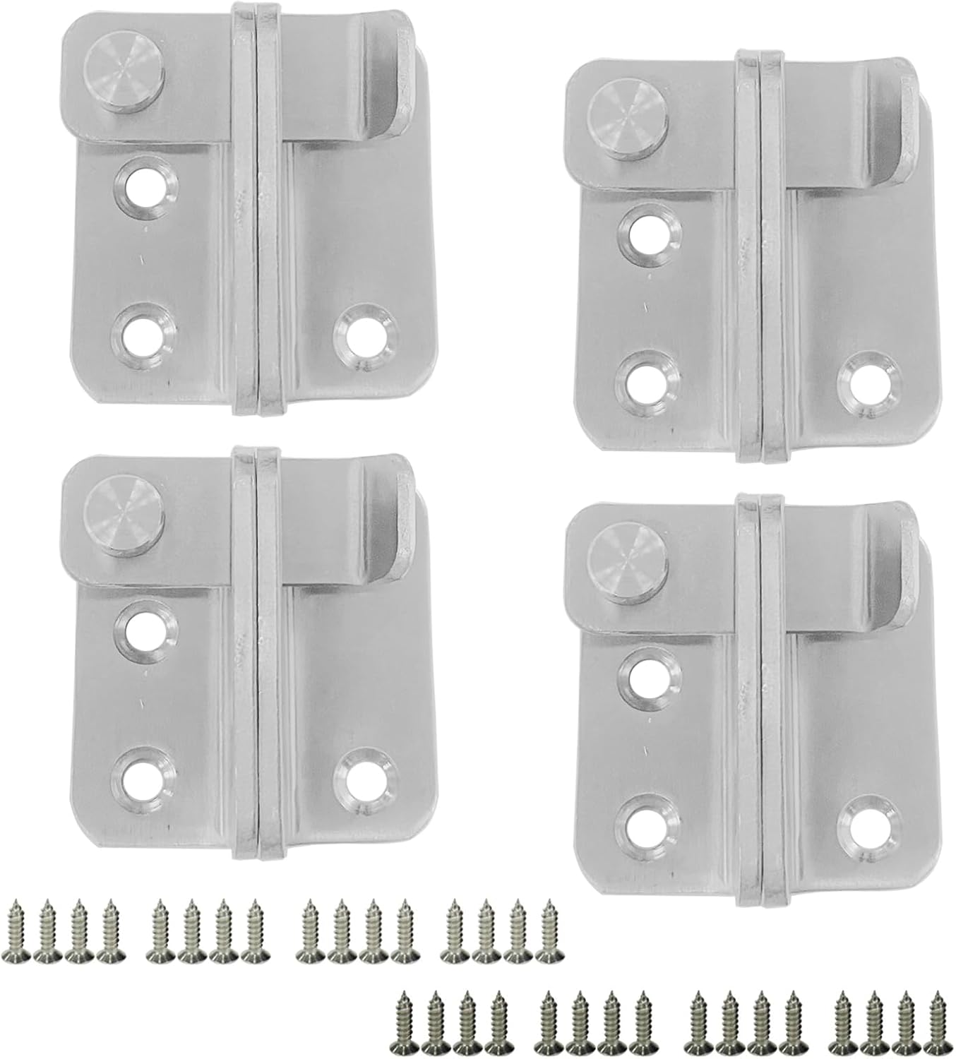 Stainless Steel Left Flip Door Latch Set for Cabinets, Bathrooms, Garages - 4 Pack