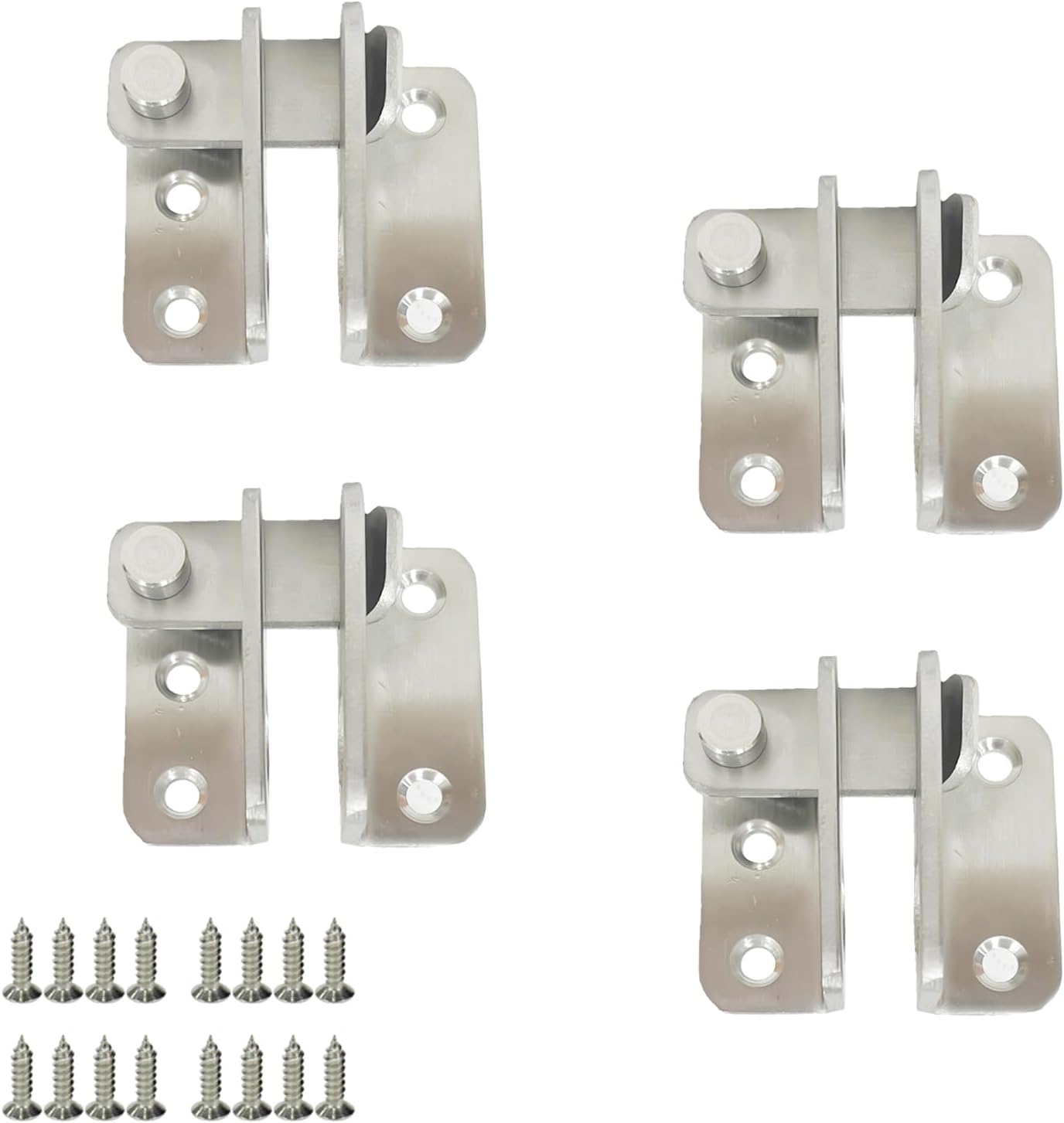 Stainless Steel Left Flip Door Latch Set for Cabinets, Bathrooms, Garages - 4 Pack