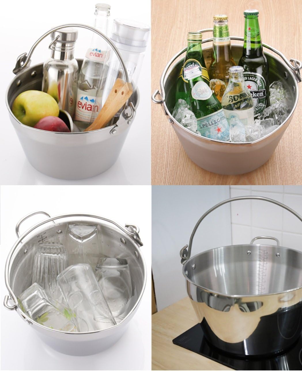 Stainless Steel Maslin Pan for Jam Making and Preserves - 9L/9QT Bucket with Handle for Camping