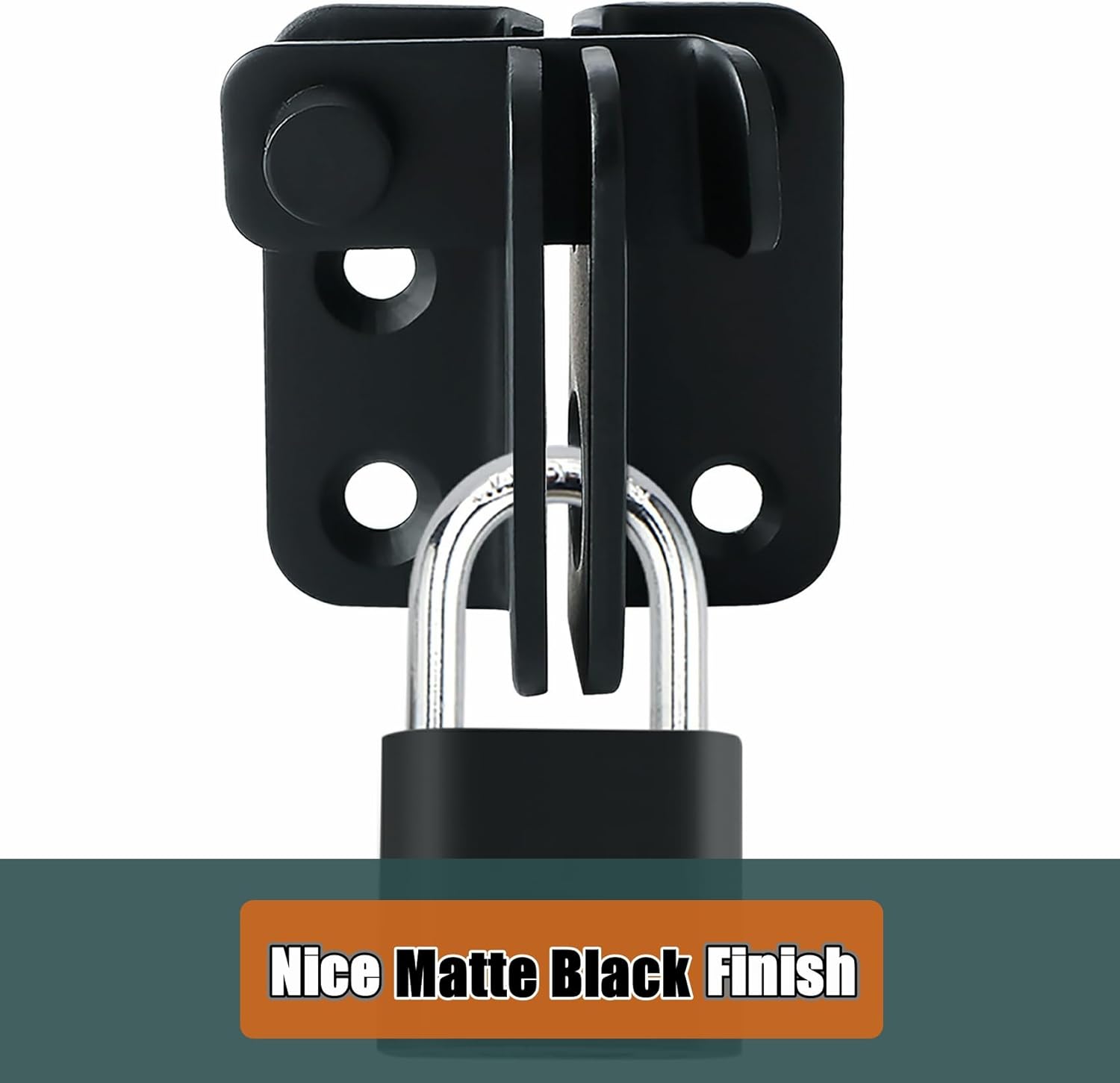 Stainless Steel Matte Black Flip Latch Gate Latches Set with Padlock for Barn Cabinet Pet Cage Garden Bathroom Garage Window Sliding Door - MS3001B-SET