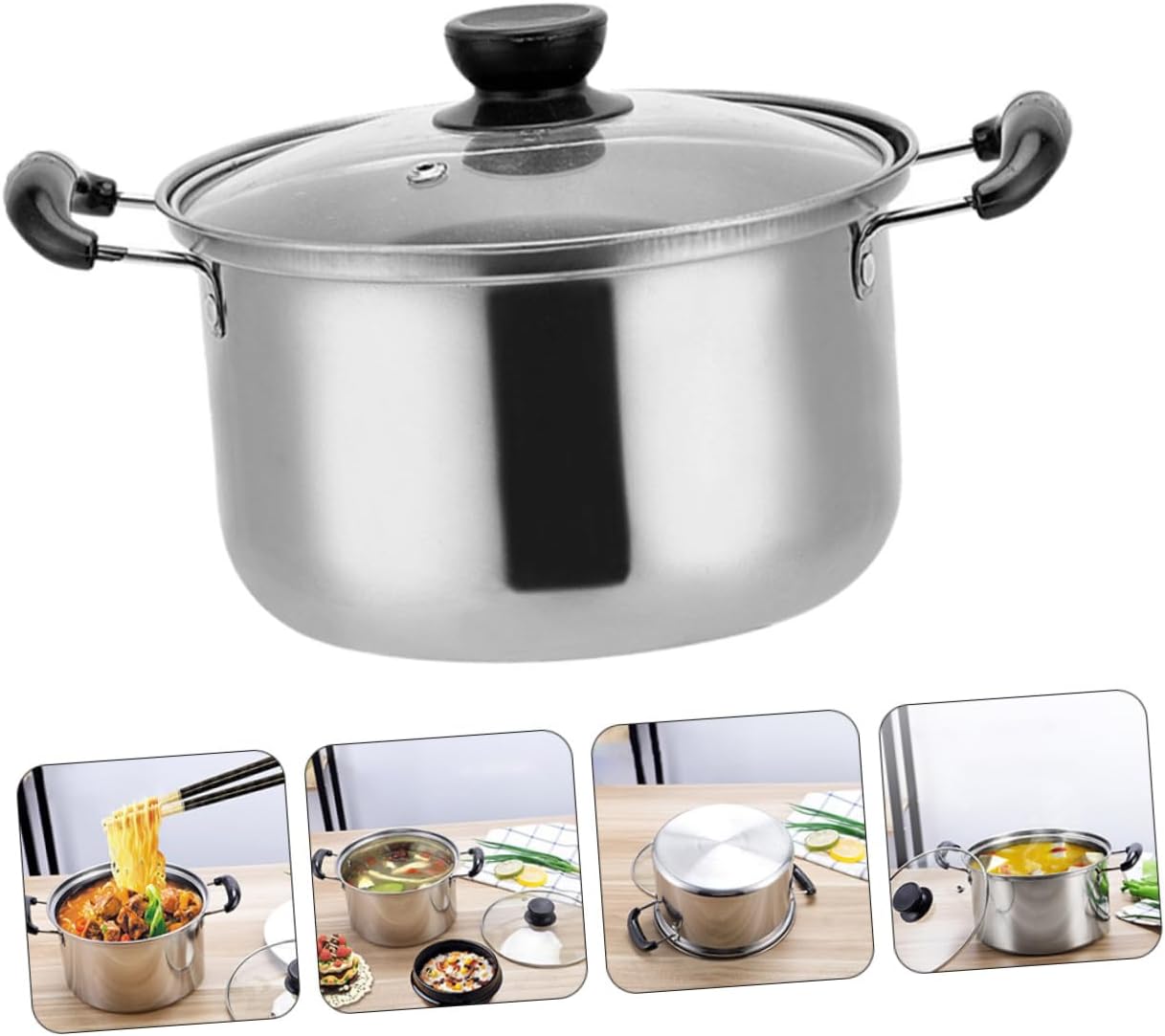 Stainless Steel Milk Pot with Strainer, Multipurpose Large Cooking Pot for Soup, Sauce, Butter - 16c Capacity