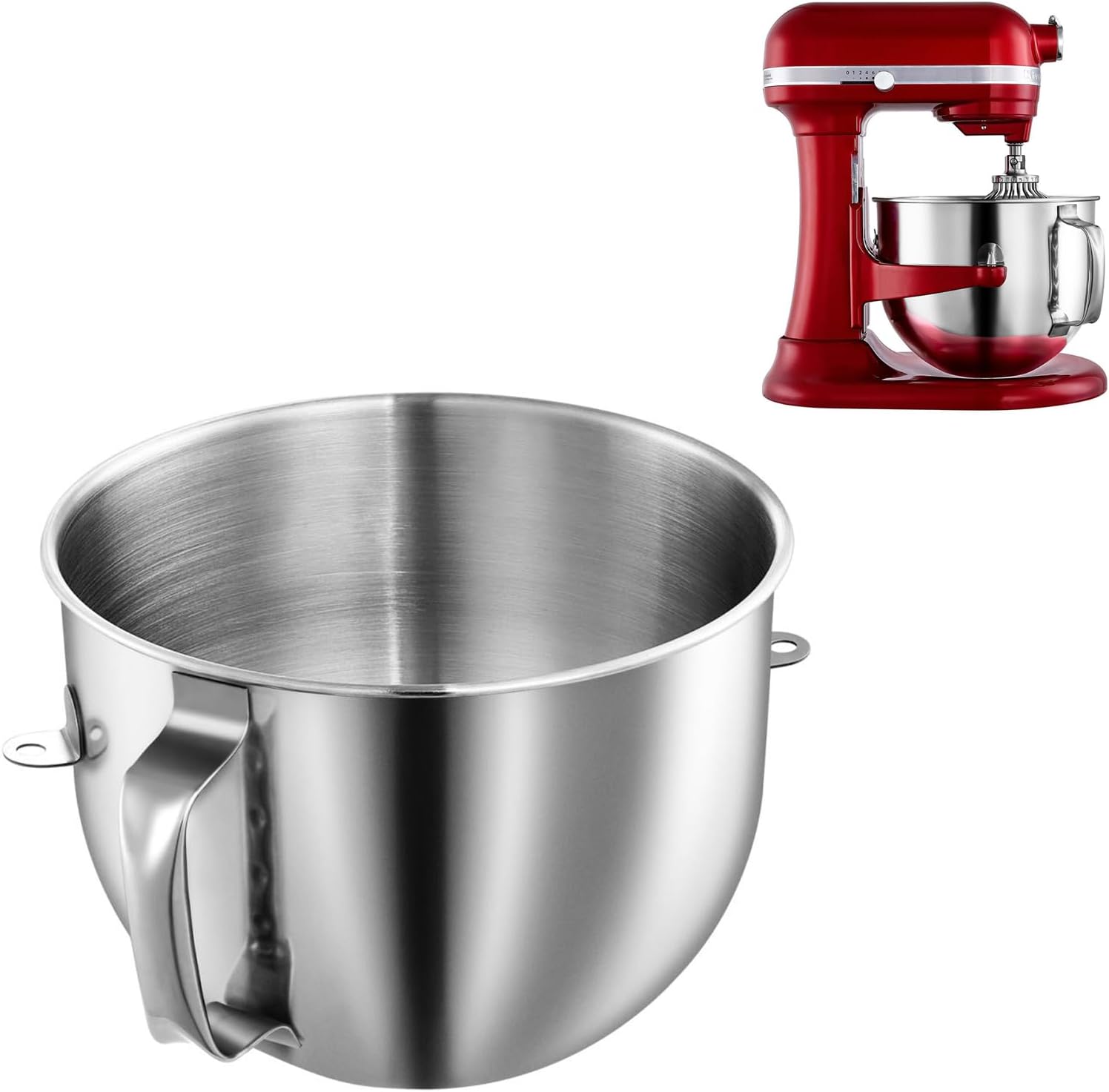 Stainless Steel Mixer Bowl Accessory for 7QT Stand Mixer - Dishwasher Safe Mixing Bowl Replacement