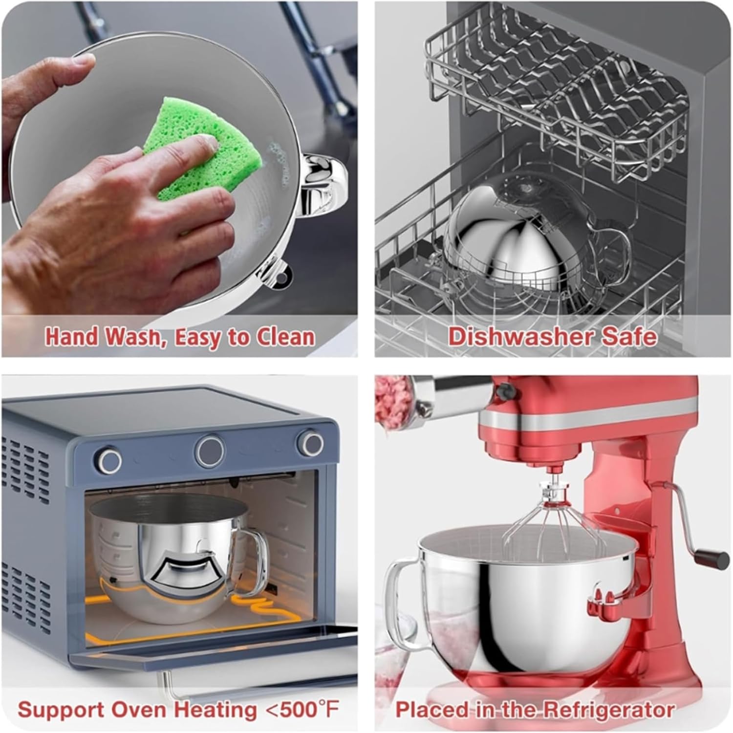 Stainless Steel Mixer Bowl Accessory for 7QT Stand Mixer - Dishwasher Safe Mixing Bowl Replacement