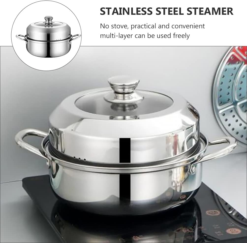 Stainless Steel Multi-Functional Steamer Pot for Healthy Cooking - Kitchen Cookware Pot for Steaming and Cooking - 1pc by DOITOOL