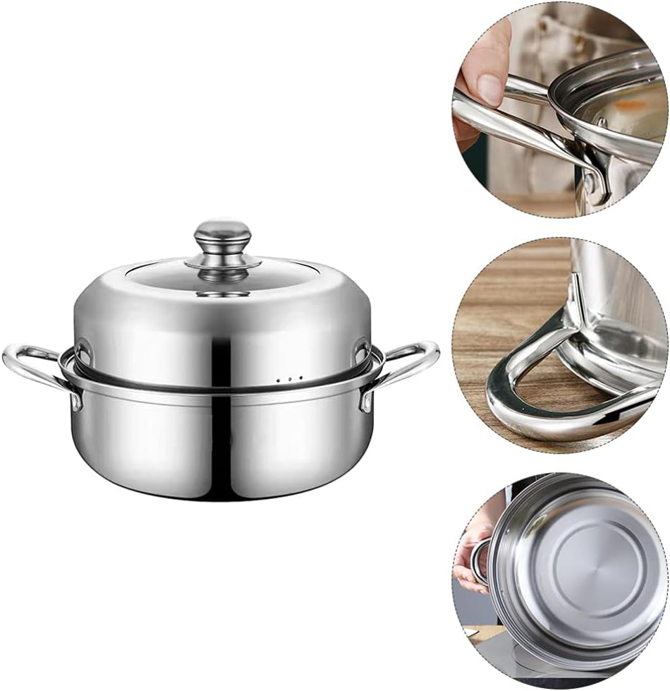 Stainless Steel Multi-Functional Steamer Pot for Healthy Cooking - Kitchen Cookware Pot for Steaming and Cooking - 1pc by DOITOOL