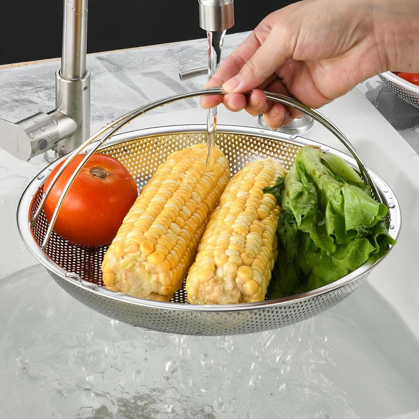 Stainless Steel Multifunctional Pan Steamer Basket with Handle - Fine Mesh Steam for Easy Vegetable Steaming (S-8.85IN)