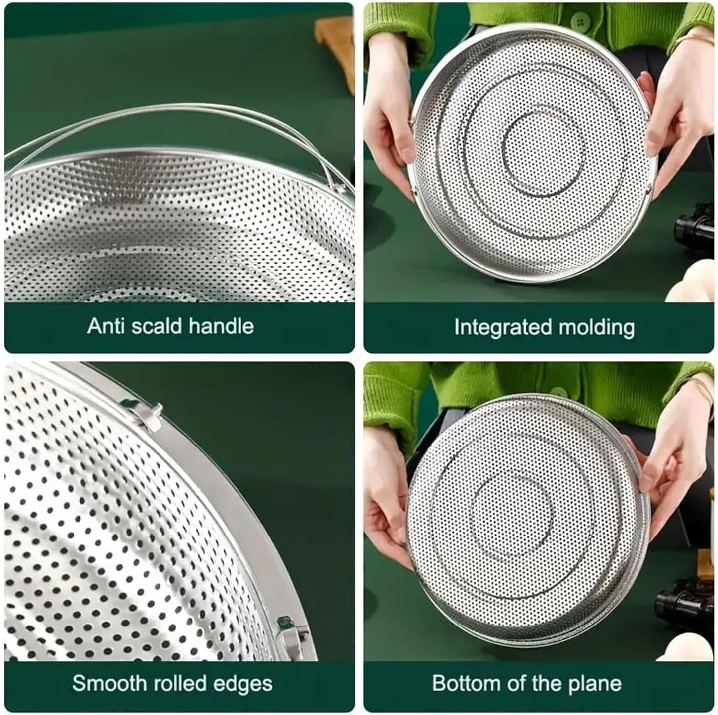 Stainless Steel Multifunctional Pan Steamer Basket with Handle - Fine Mesh Steam for Easy Vegetable Steaming (S-8.85IN)