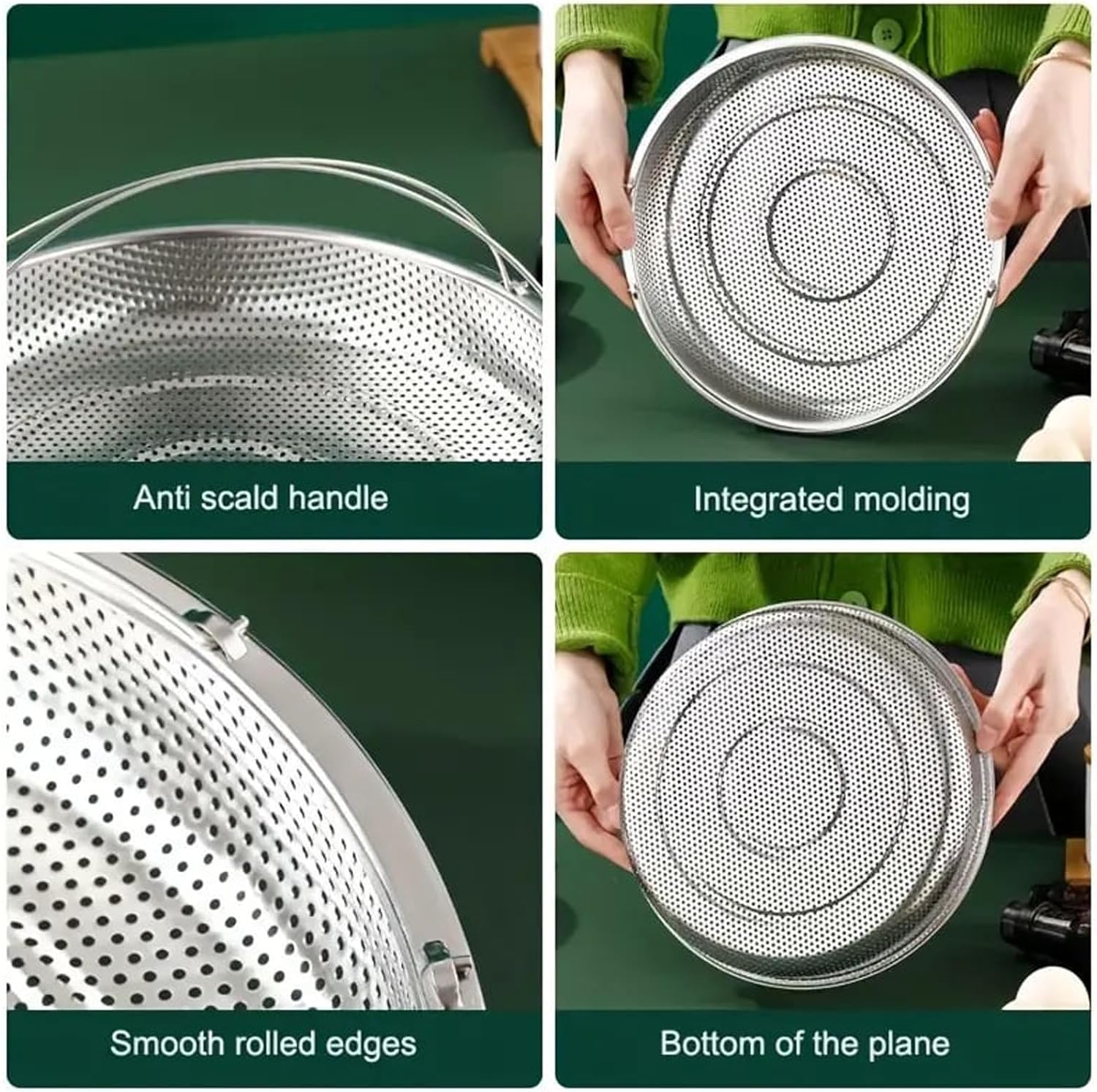 Stainless Steel Multifunctional Pan Steamer Basket with Handle - Fine Mesh Steam for Easy Vegetable Steaming (S-8.85IN)