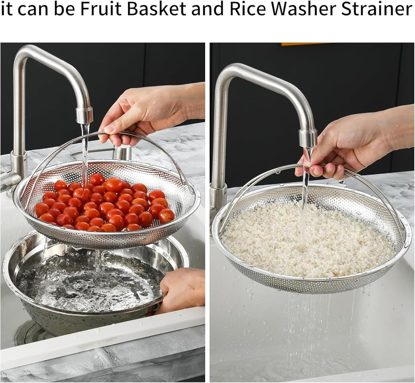 Stainless Steel Multifunctional Pan Steamer Basket with Handle - Fine Mesh Steam for Easy Vegetable Steaming (S-8.85IN)