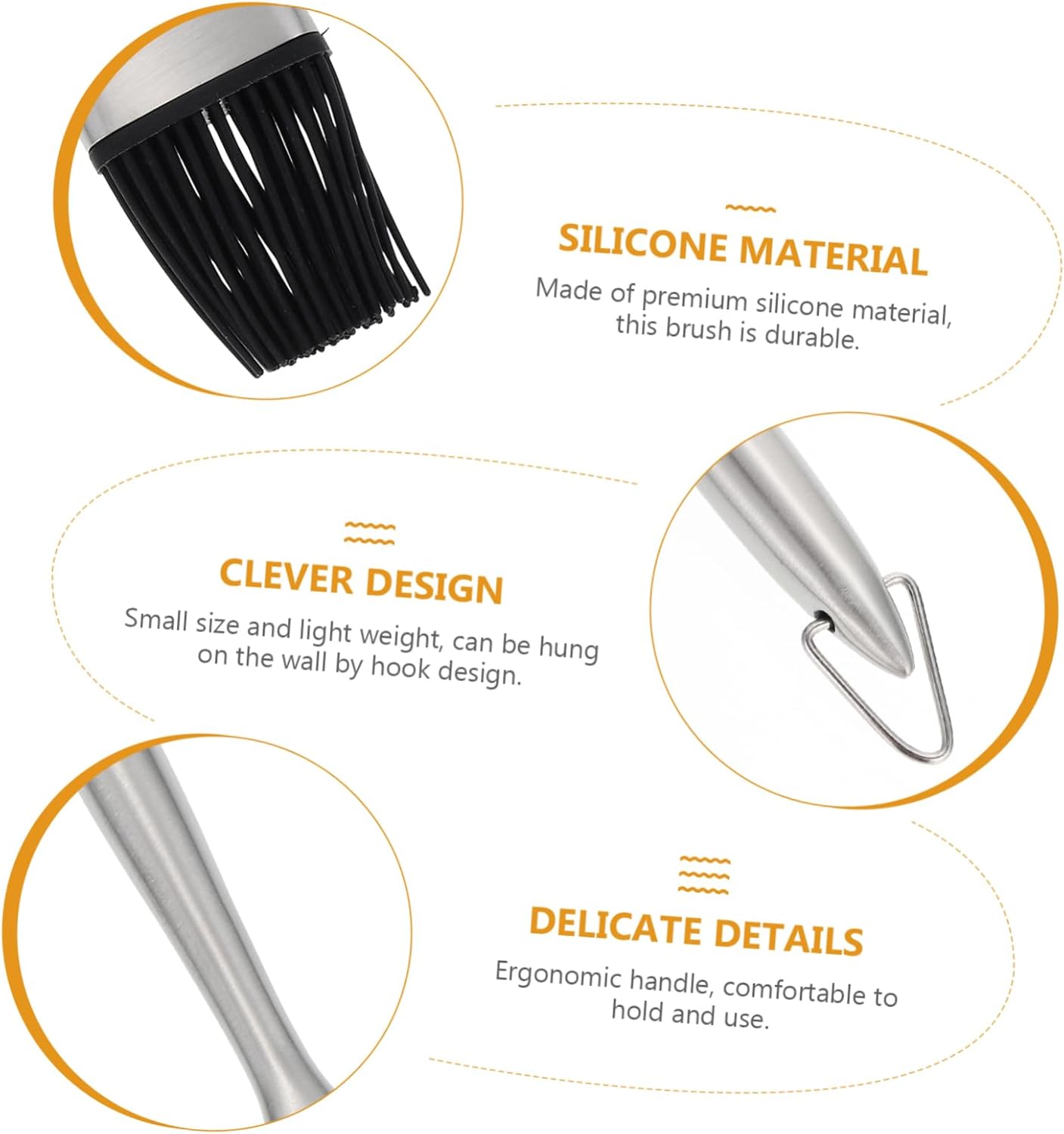 Stainless Steel Oil Brush with Comfortable Silicone Grip for Baking and Barbecue