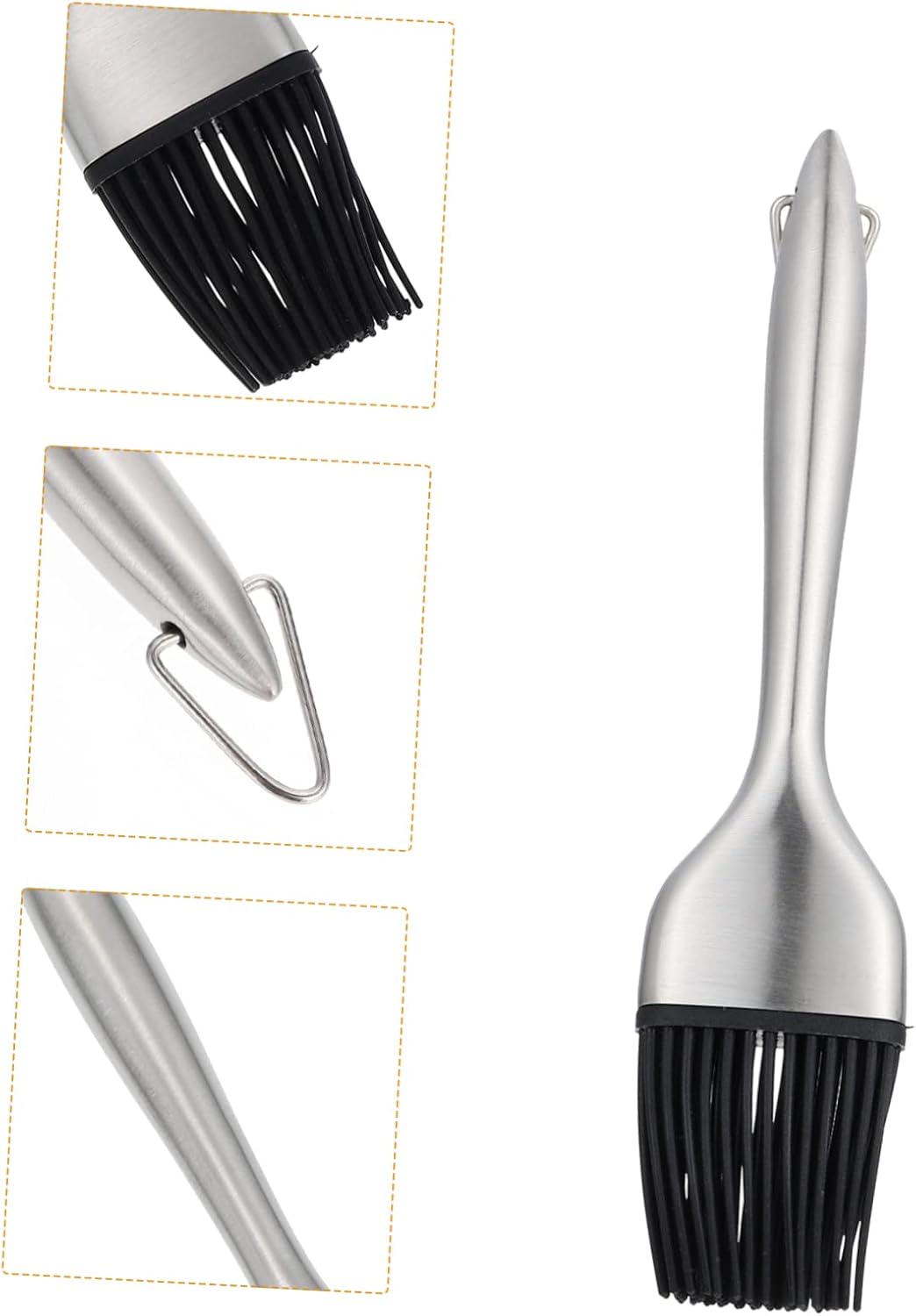 Stainless Steel Oil Brush with Comfortable Silicone Grip for Baking and Barbecue