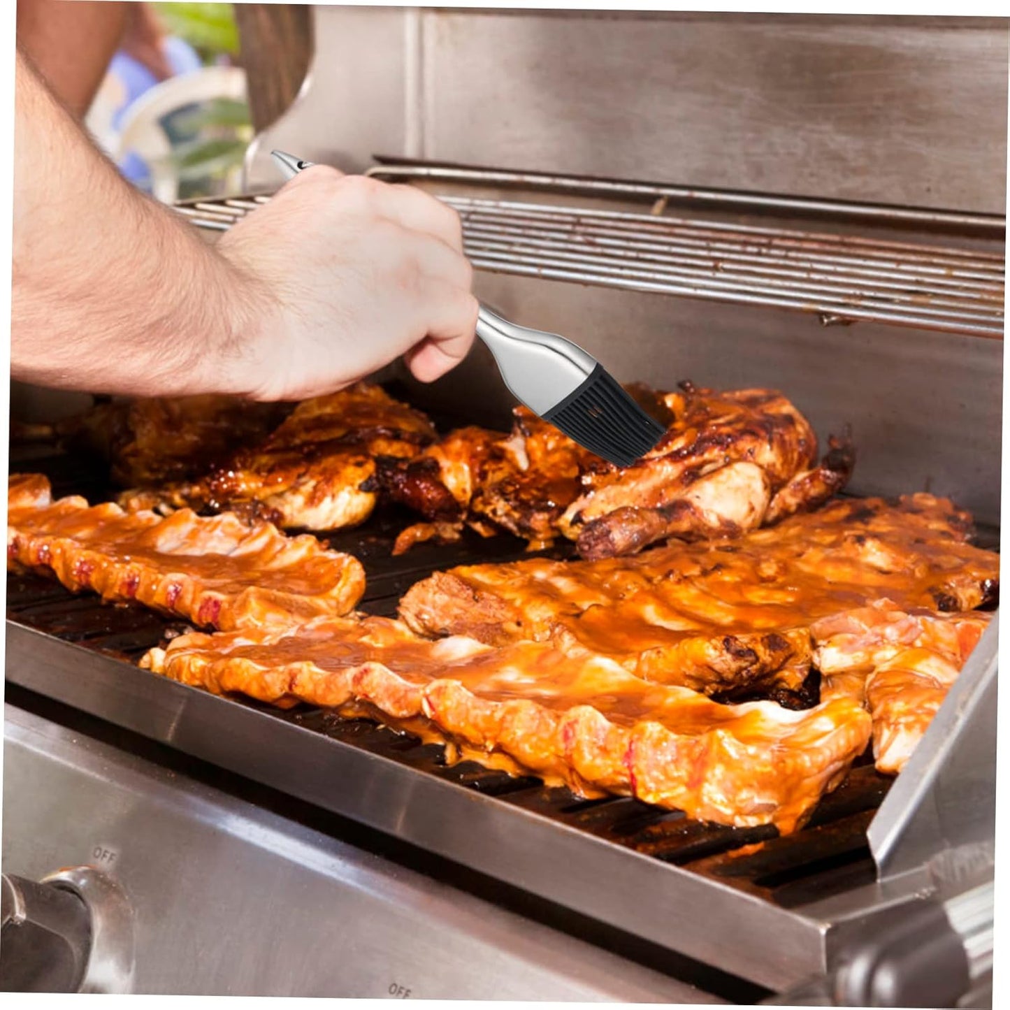 Stainless Steel Oil Brush with Comfortable Silicone Grip for Baking and Barbecue