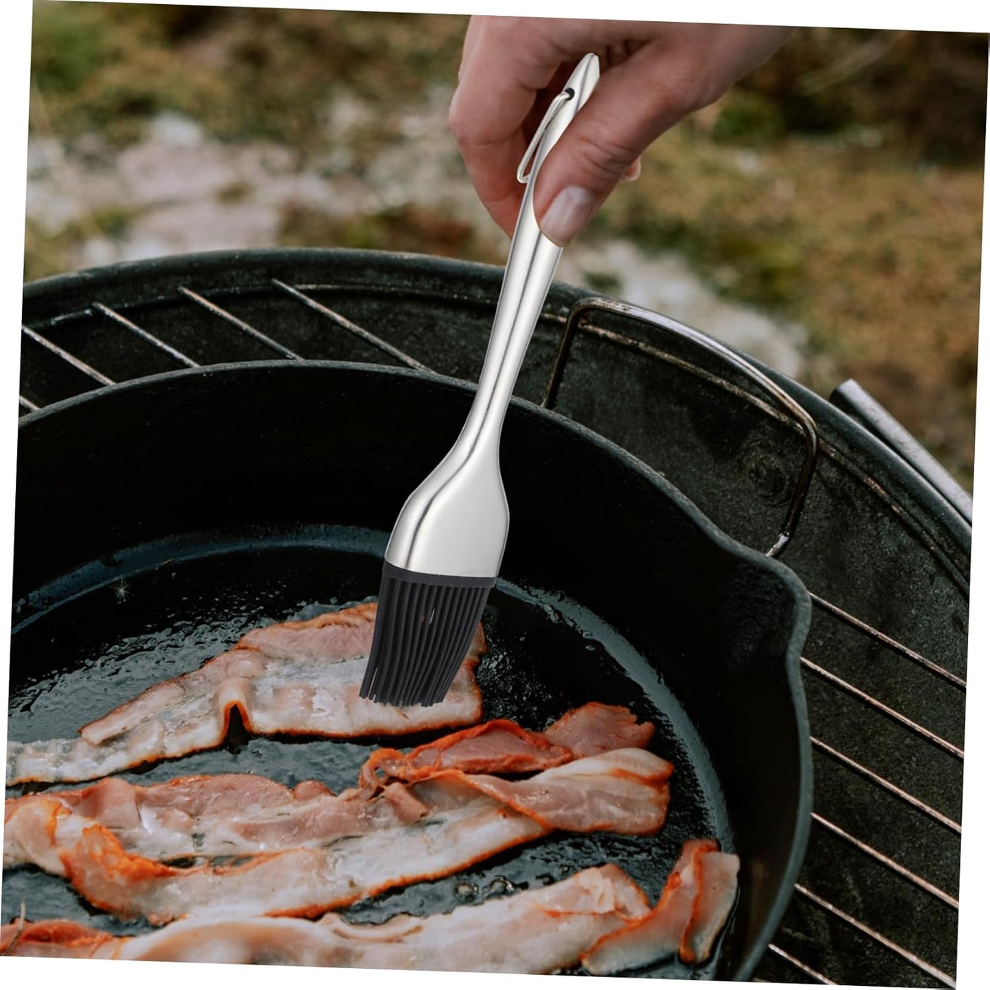 Stainless Steel Oil Brush with Comfortable Silicone Grip for Baking and Barbecue