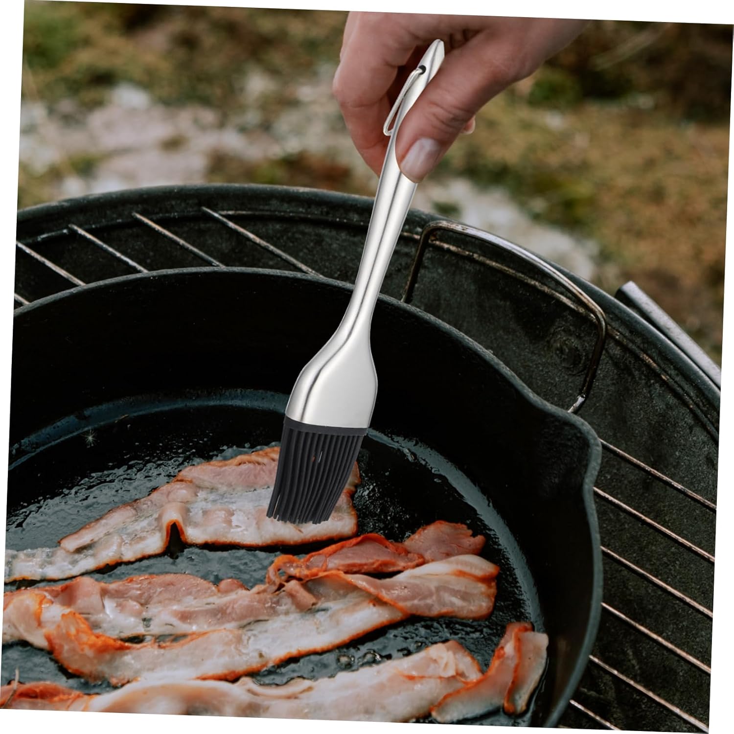 Stainless Steel Oil Brush with Comfortable Silicone Grip for Baking and Barbecue