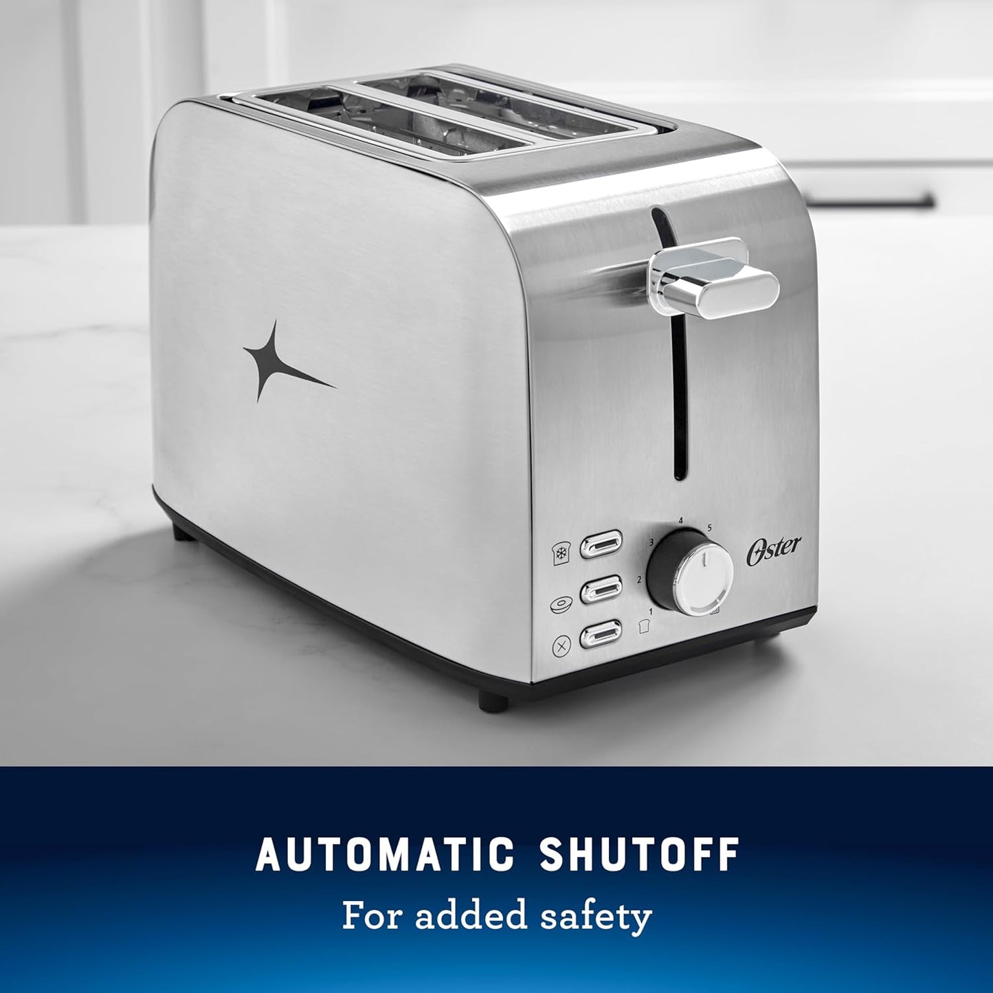 Stainless Steel Oster 2-Slice Toaster with Extra Wide Slots for Easy Toasting